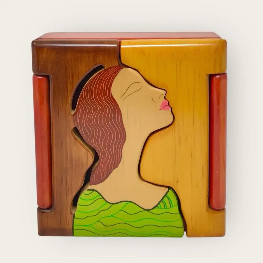 Hand Crafted Wooden Organica Funcionarte Jewelry Box Stash Trinket Box